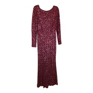 NANETTE LEPORE Long Raspberry Sequin Dress Gown - Size 12‎